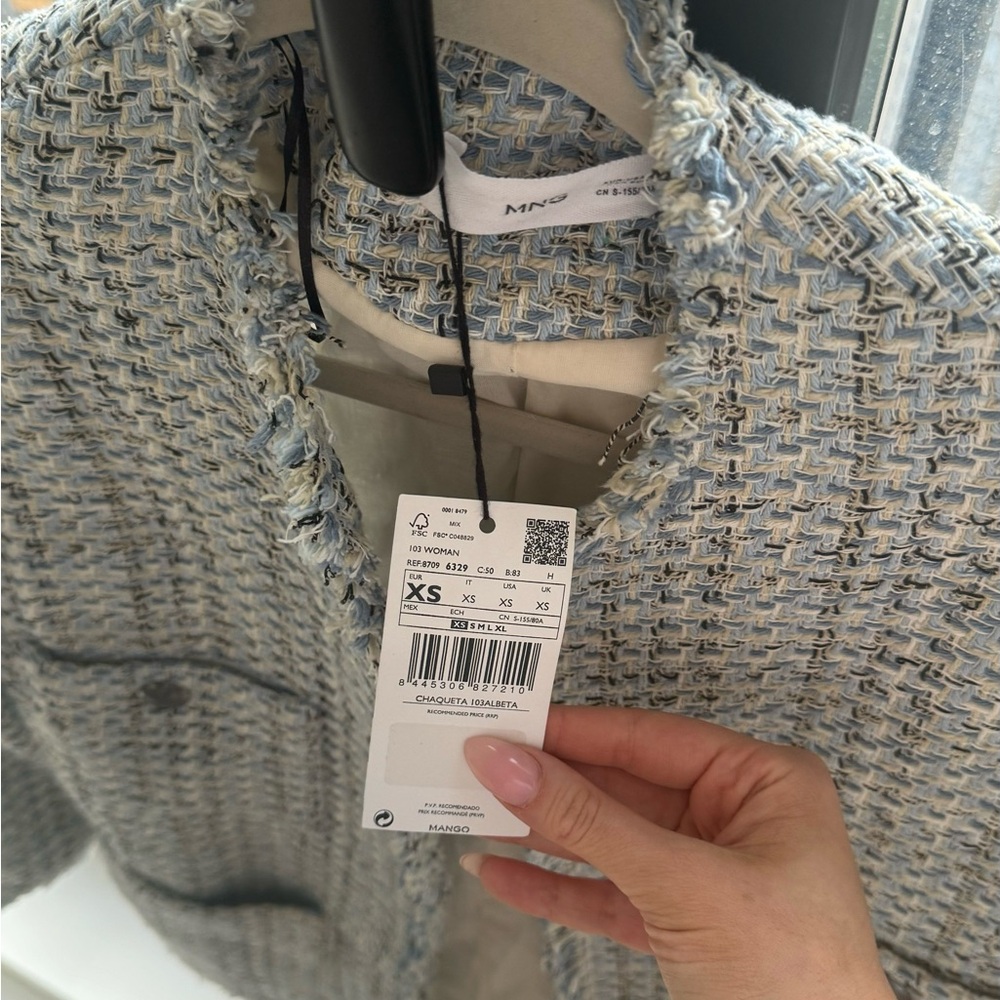 Mango Textured Blue-Gray Jacket - Picture 7 of 7